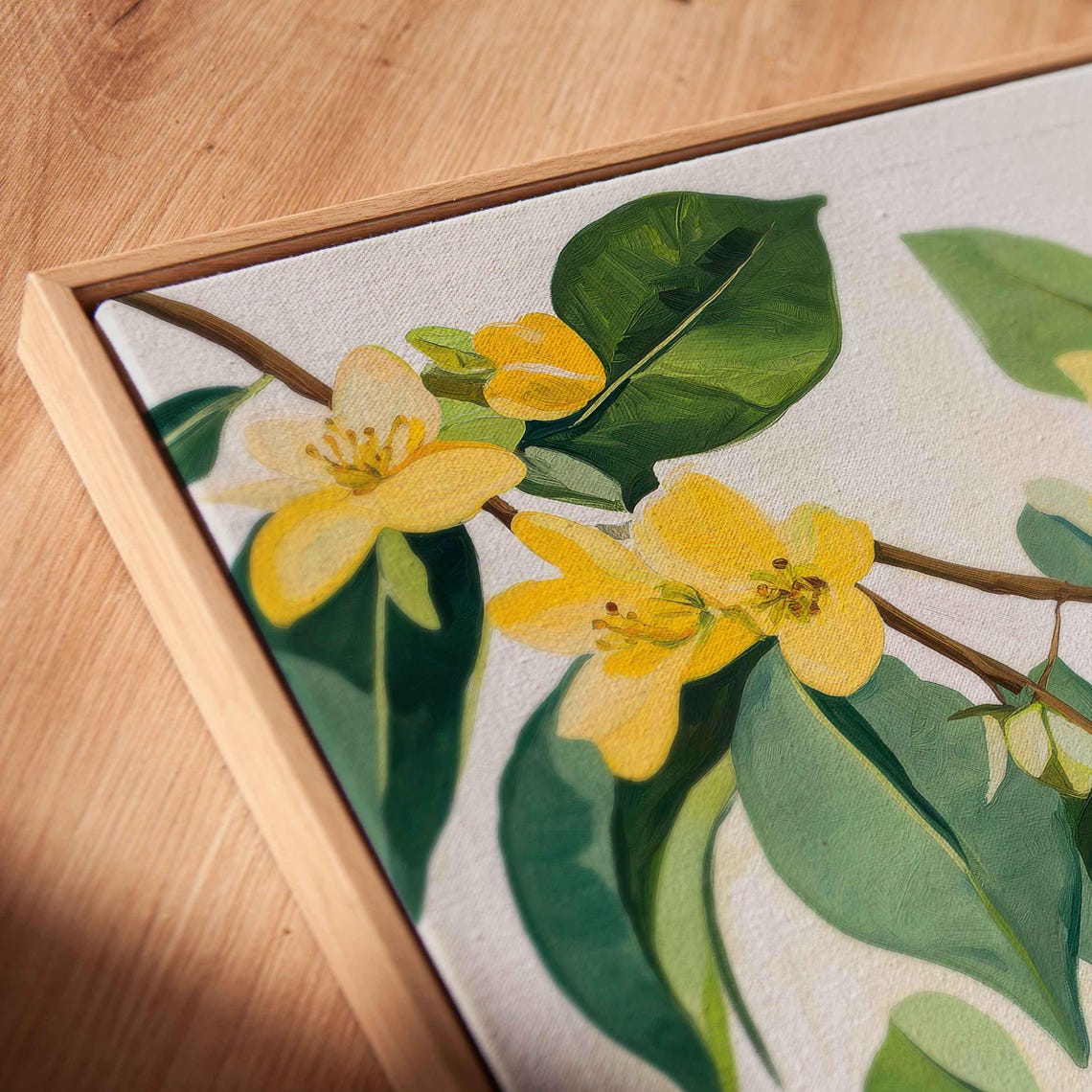 Green Avocados With Yellow Blossoms Botanical Branch Art Poster - Image 2