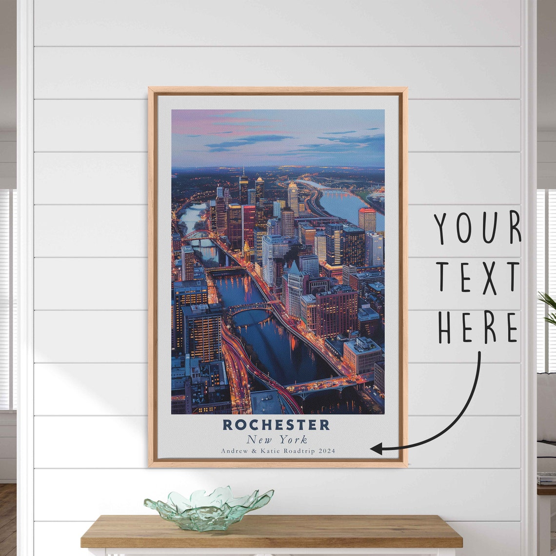 Rochester New York Twilight Downtown River Bridges City Lights Poster - Image 3