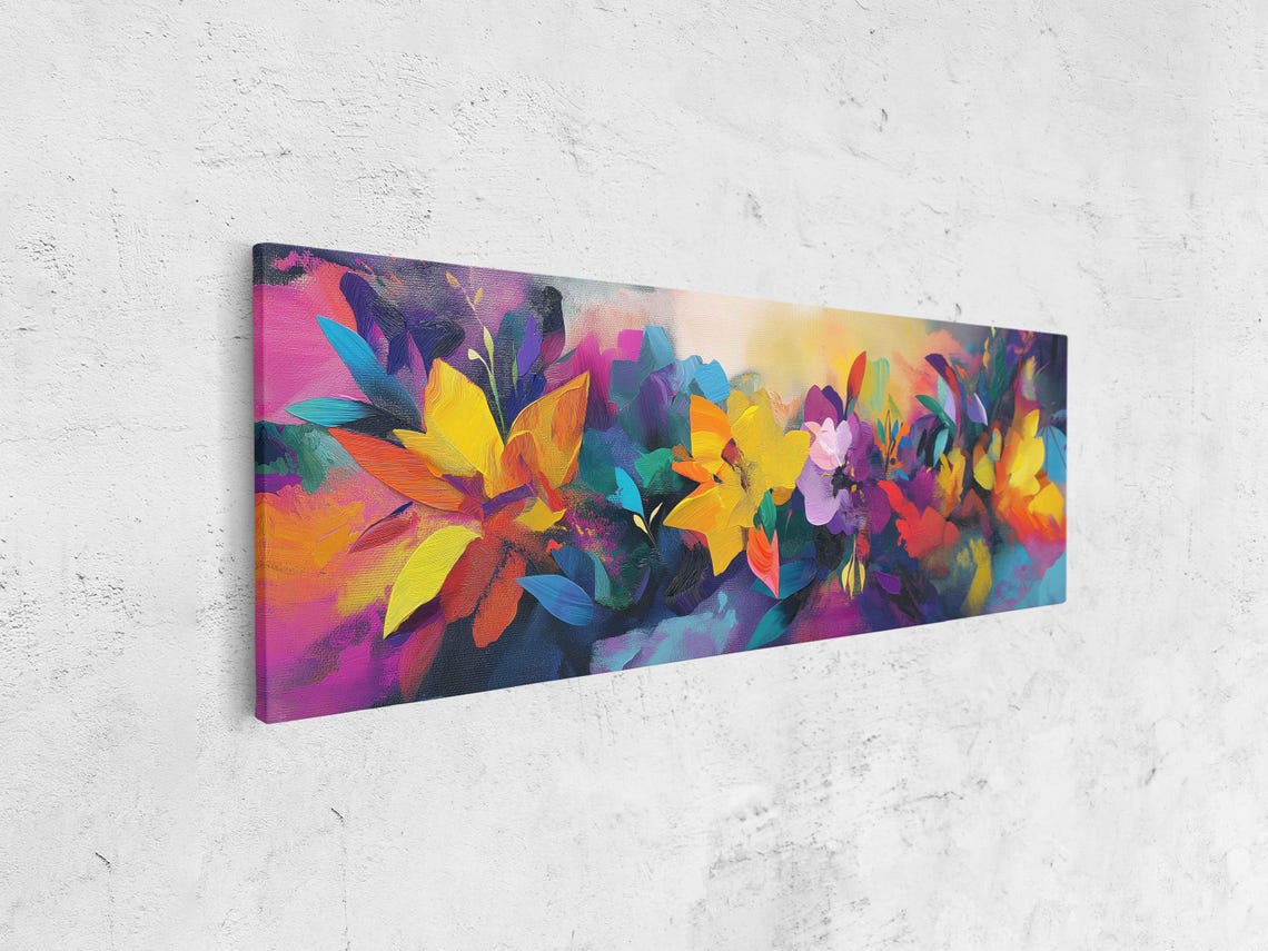 Neon Yellow Purple Abstract Flowers In Vivid Colors Art Poster - Image 4