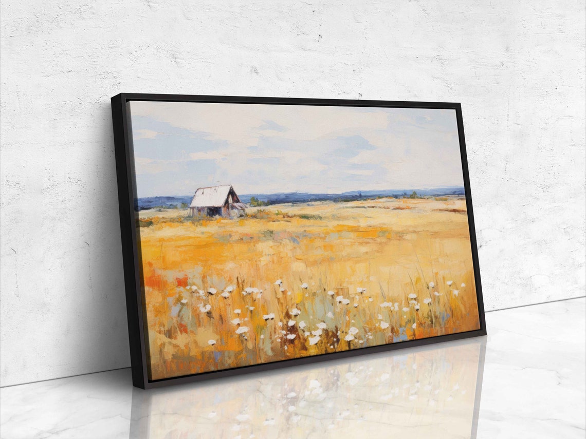 Rustic Farm Vintage Painting Framed Print Ready To Hang Farmhouse Decor - Image 4
