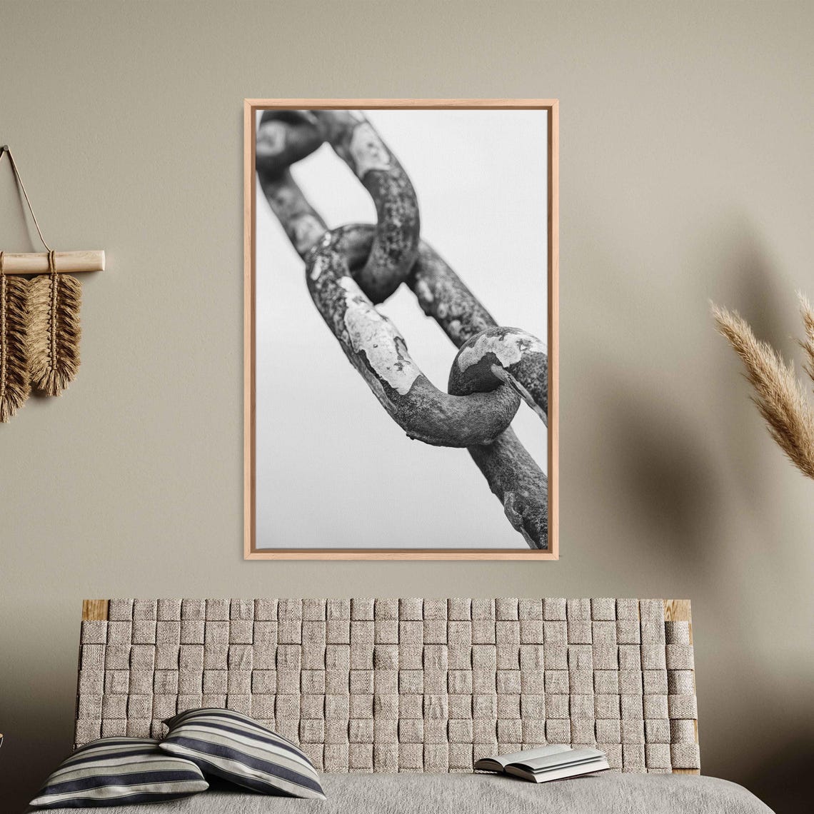Weathered Anchor Chain Close Up In Black And White Nautical Art Poster - Image 3