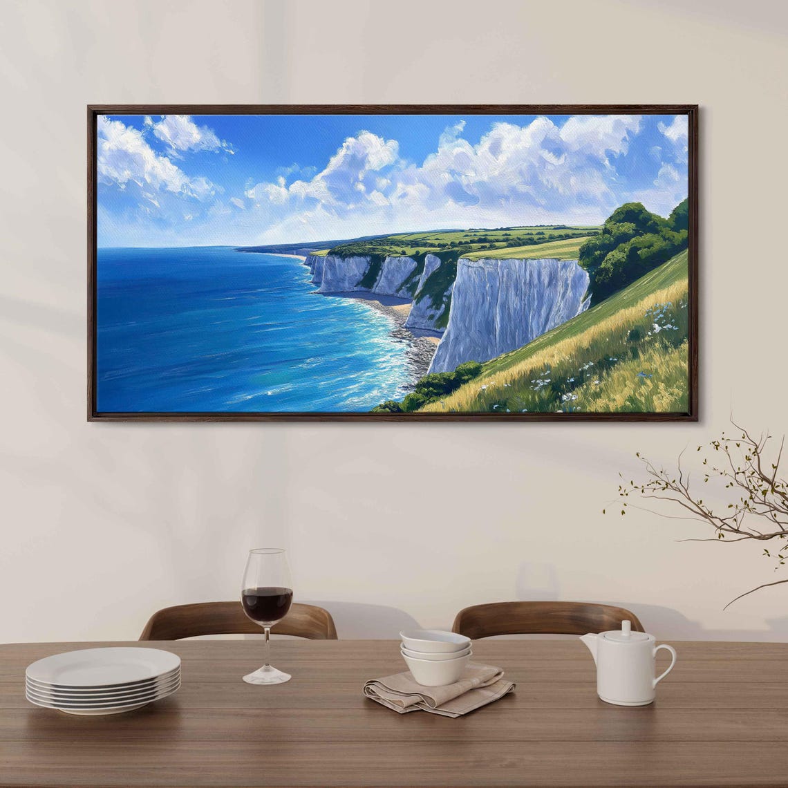 White Cliffs of Dover Sunlit Coastal Cliffs Over Blue Sea Poster