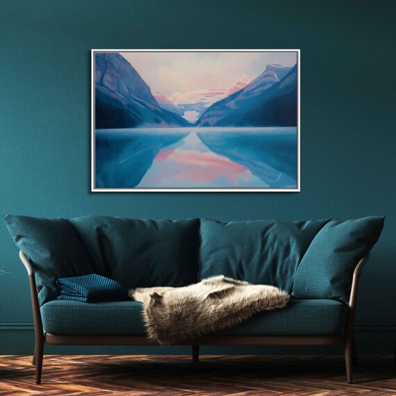 Lake Louise Sunrise Wall Art Print Majestic Mountains Pastel Colors