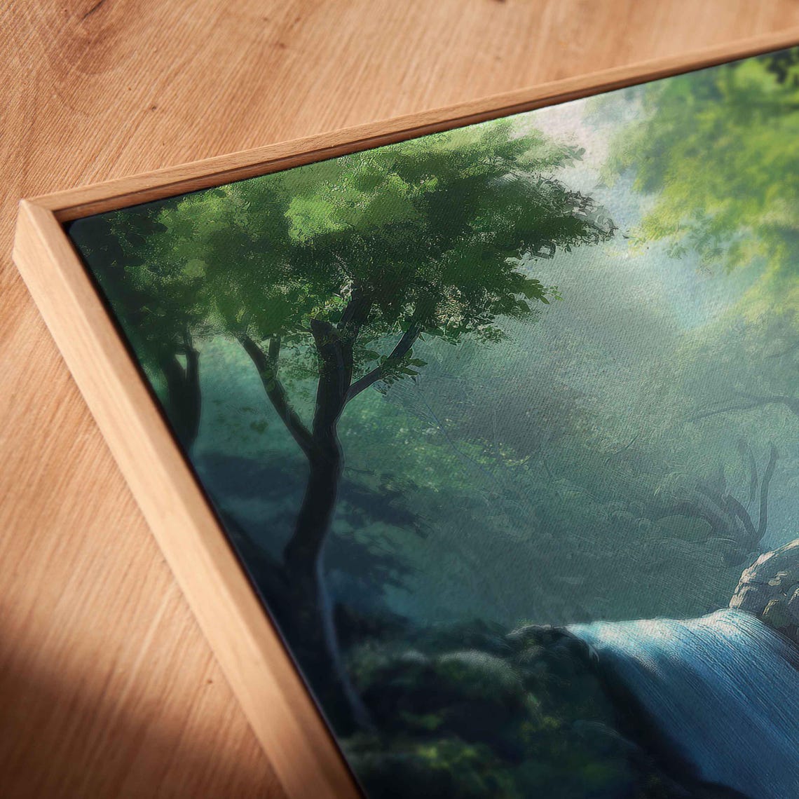 Enchanted Forest Waterfall With Crystal Turquoise Pool Art Poster - Image 2