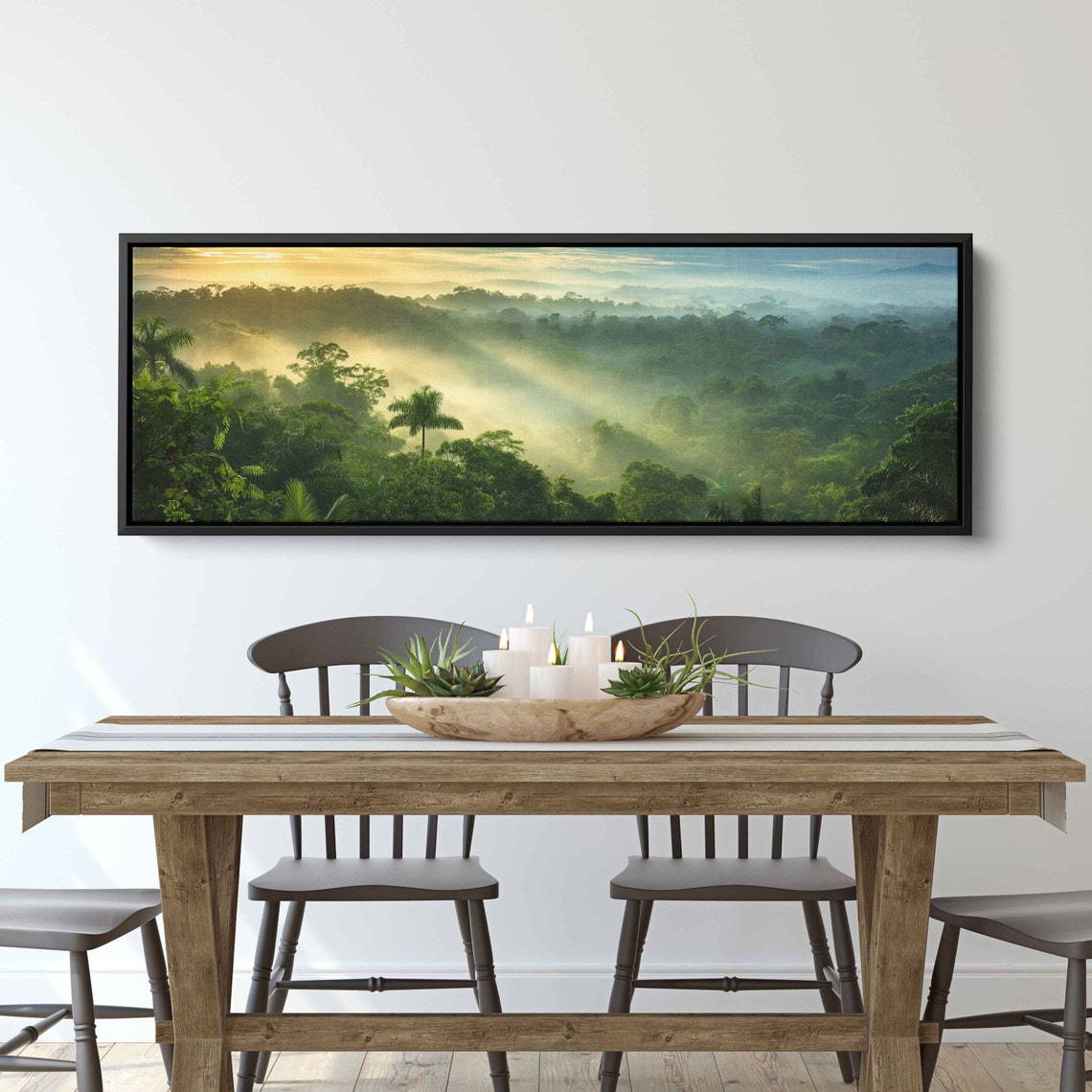 Panoramic Rainforest Canopy At Sunrise Wall Art Print Tropical Landscape Jungle Poster Rainforest Foliage Ready To Hang - Image 3