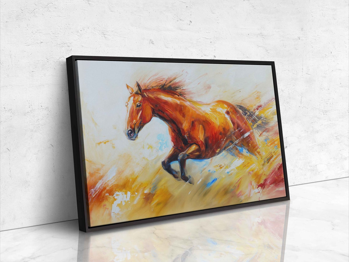 Chestnut Horse Galloping Dynamic Brushstroke Warm Oil Painting Poster - Image 4