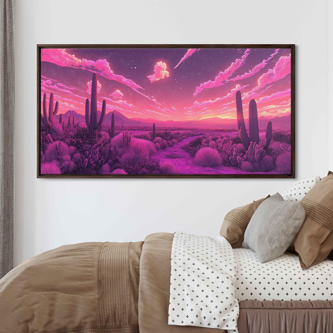 Magical Caravan Crossing, Violet Desert Landscape