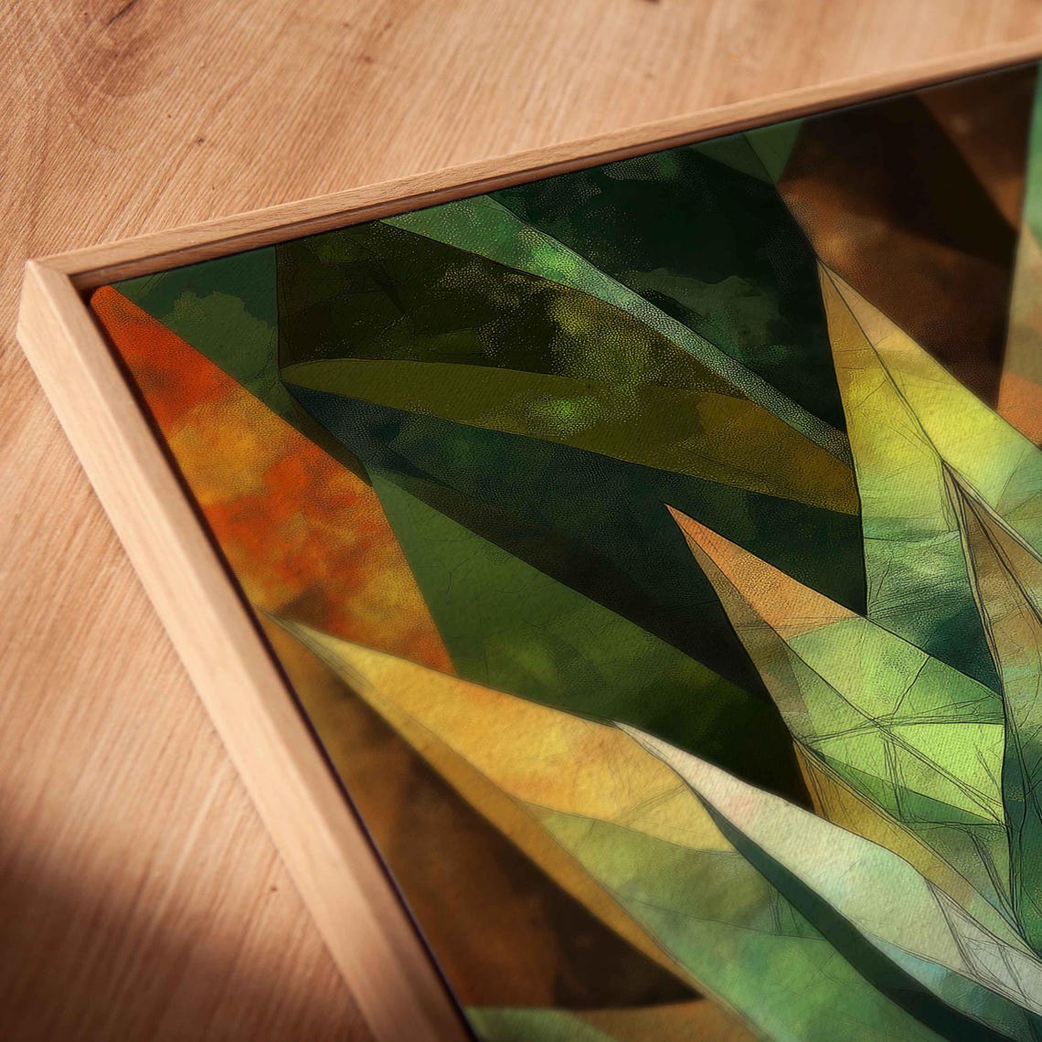 Green Agave Plant In Geometric Faceted Botanical Style Art Poster - Image 2