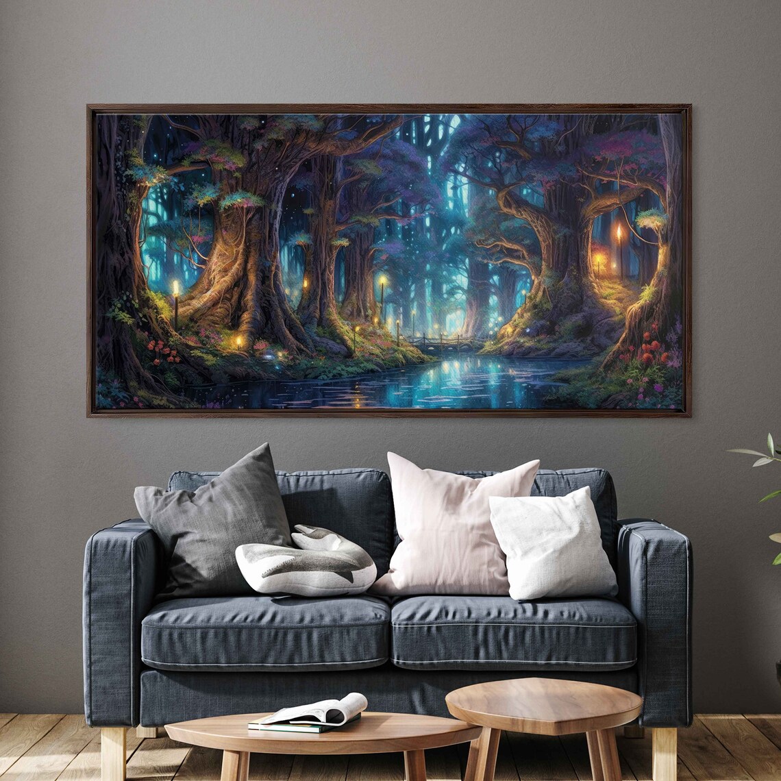 Enchanted Forest Pond Fantasy Landscape Art Print