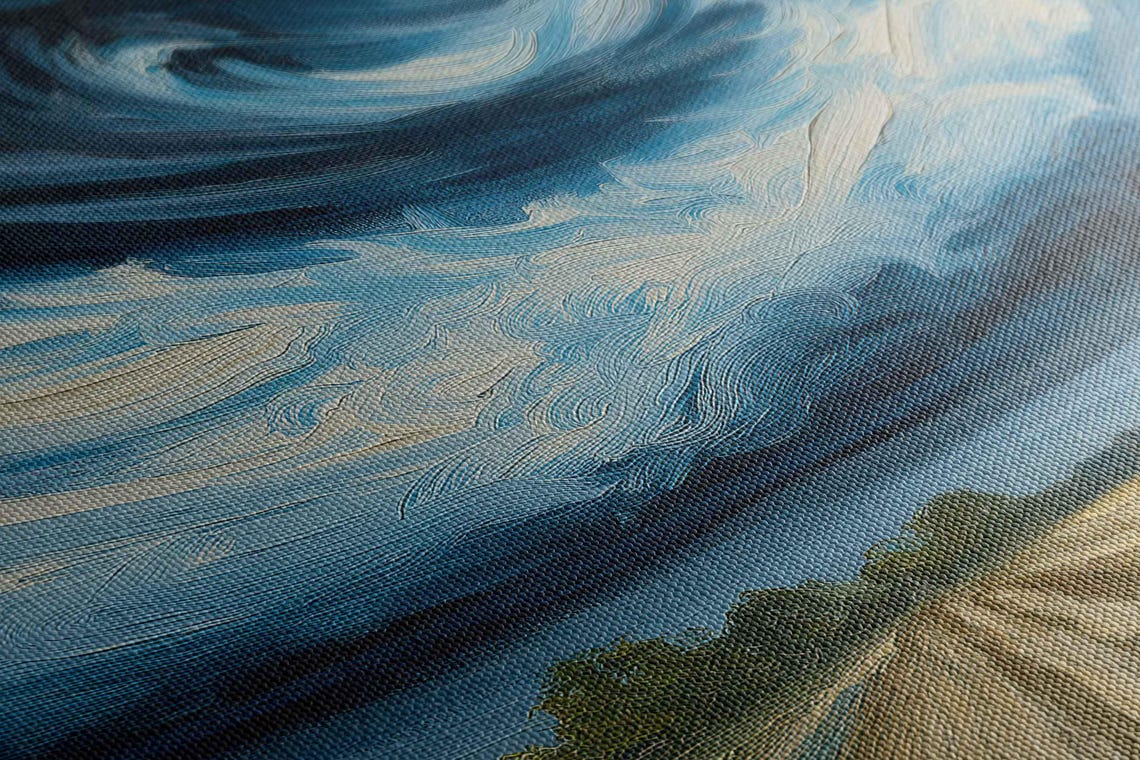 Swirling Stormy Night Sky Over a Quiet Countryside Road Print - Image 2