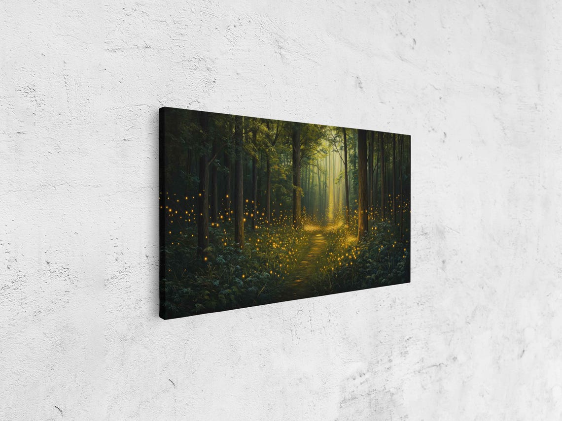 Golden Firefly Path Through A Sunlit Forest Panoramic Nature Poster - Image 4