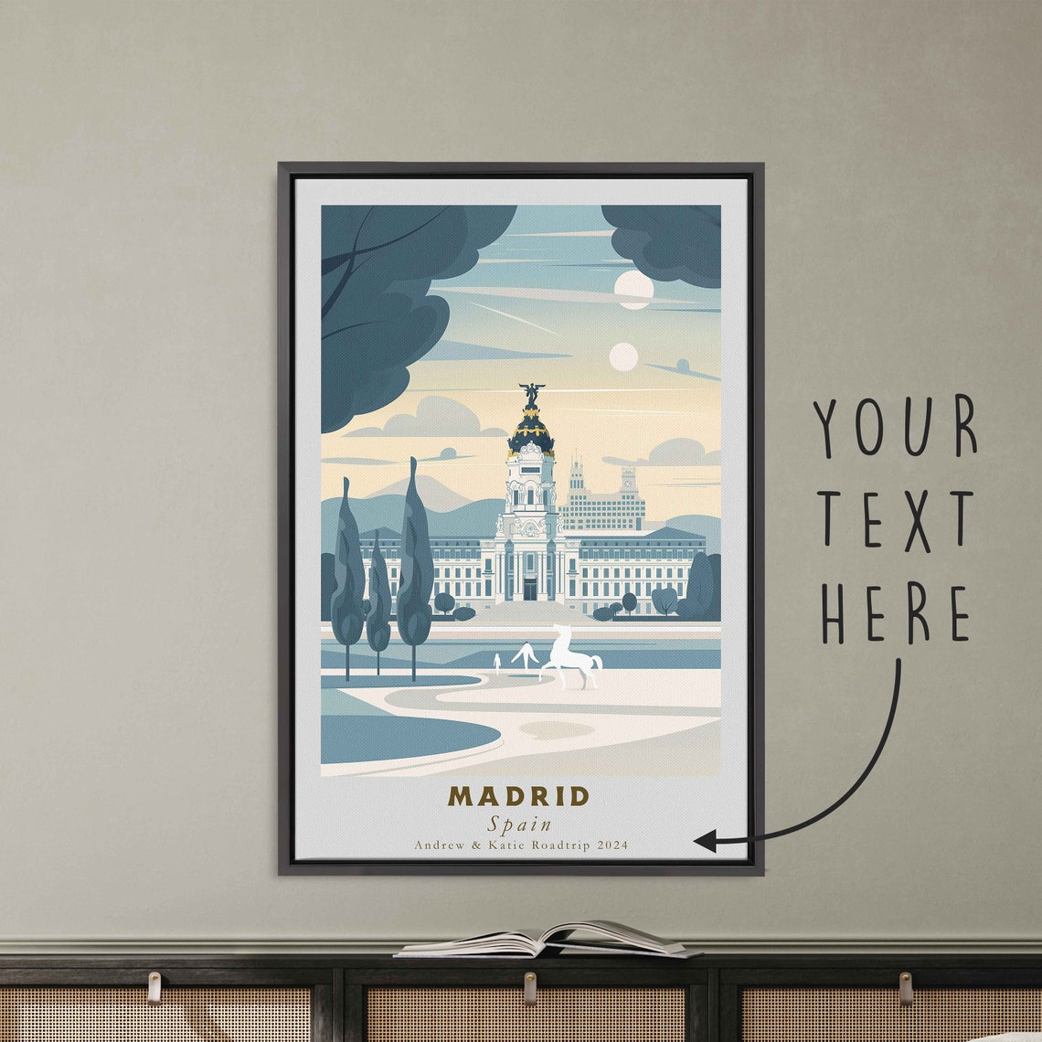 Madrid Spain Cibeles Palace Cypress Trees Morning Glow Poster - Image 3