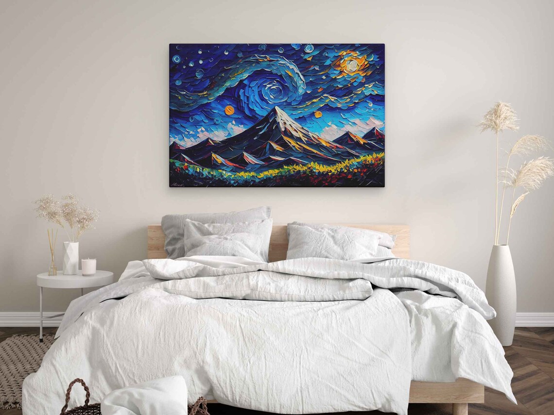 Van Gogh-Inspired Starry Night Mountain Art Print - Image 3