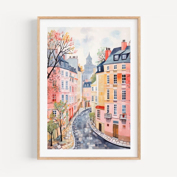 Marais Neighborhood Paris Modern Travel Poster