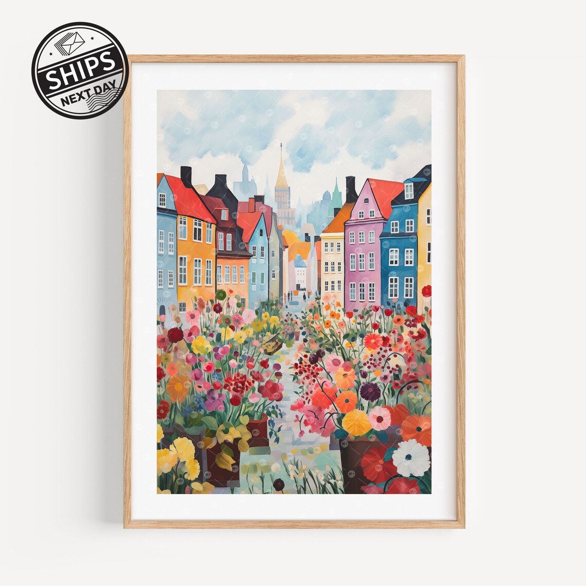 Copenhagen Flower Market Botanical Wall Art Poster