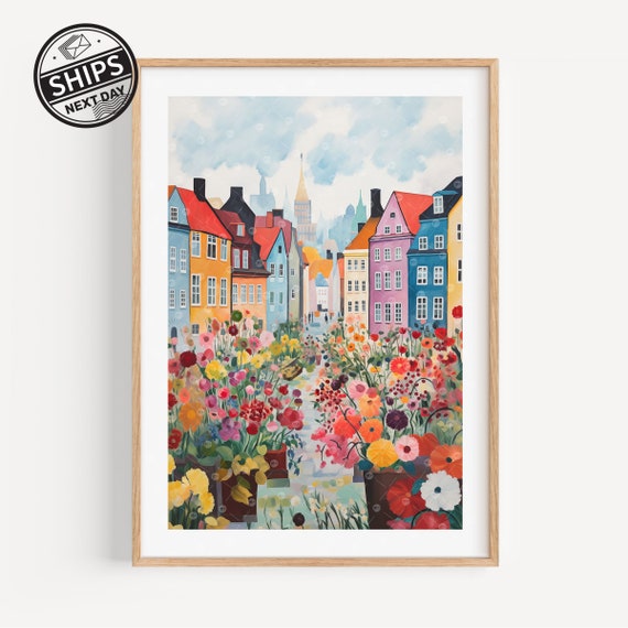 Copenhagen Flower Market Botanical Wall Art Poster