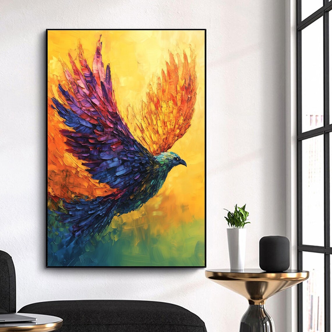 Abstract Eagle Oil Painting, Colorful Bird Wall Art - Image 4