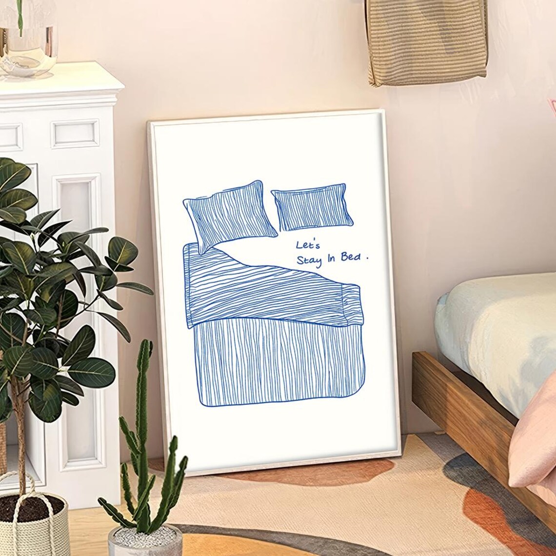 Lets Stay In Bed Retro Apartment Decor Poster