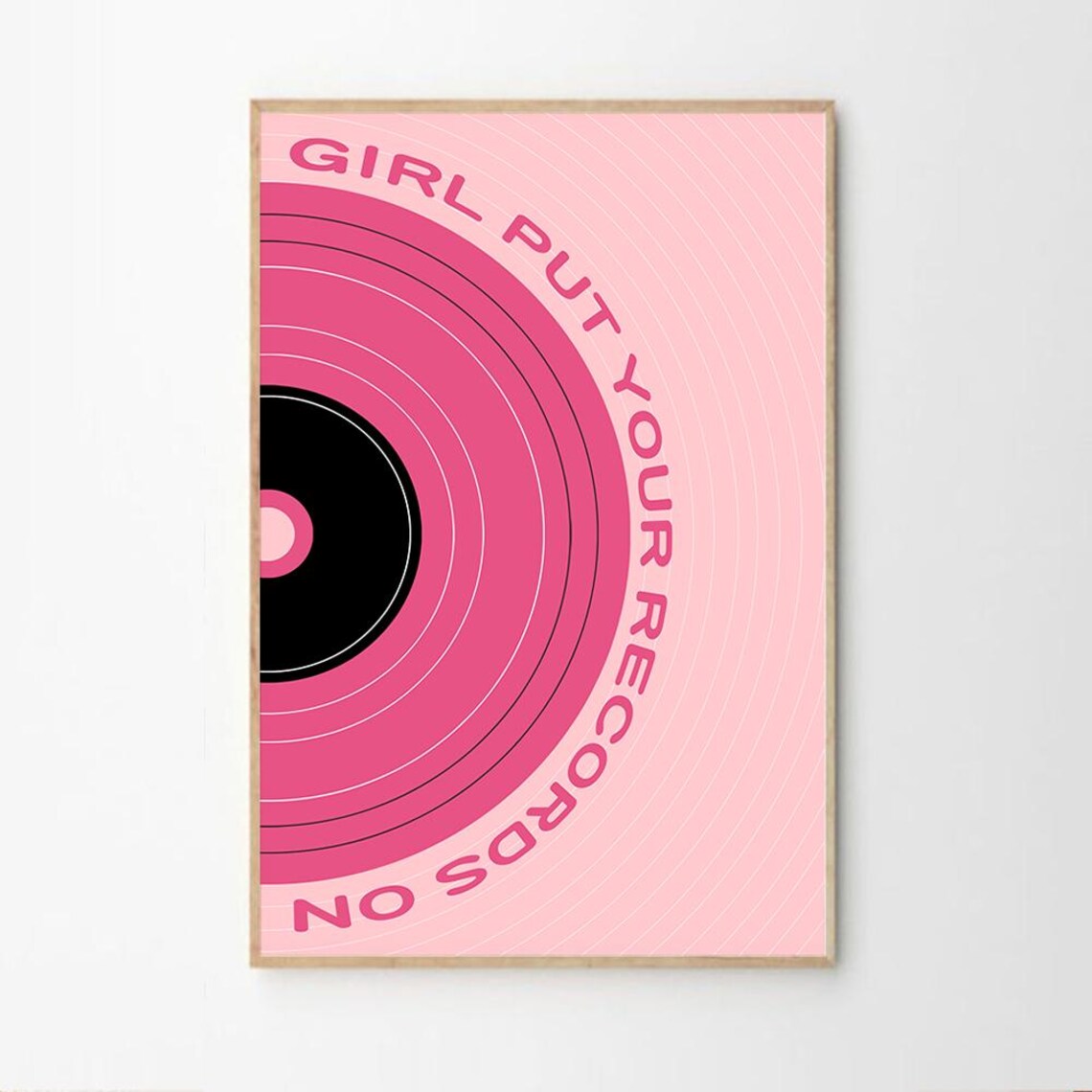 Girl Put Your Records On Retro Typography Poster