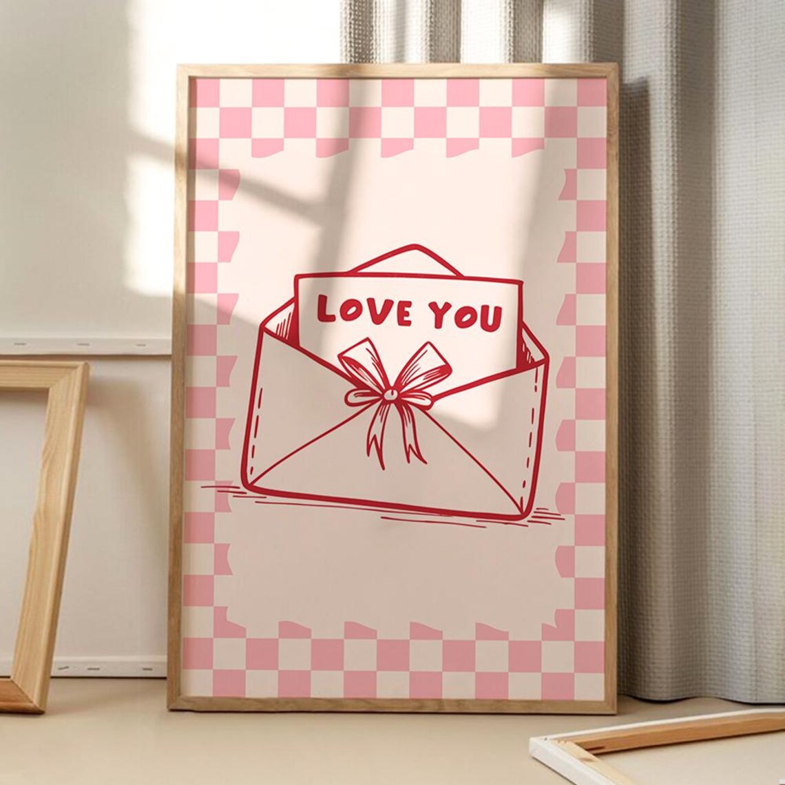 Love You Sweet Envelope Letter Retro Pink Valentine Love Poster