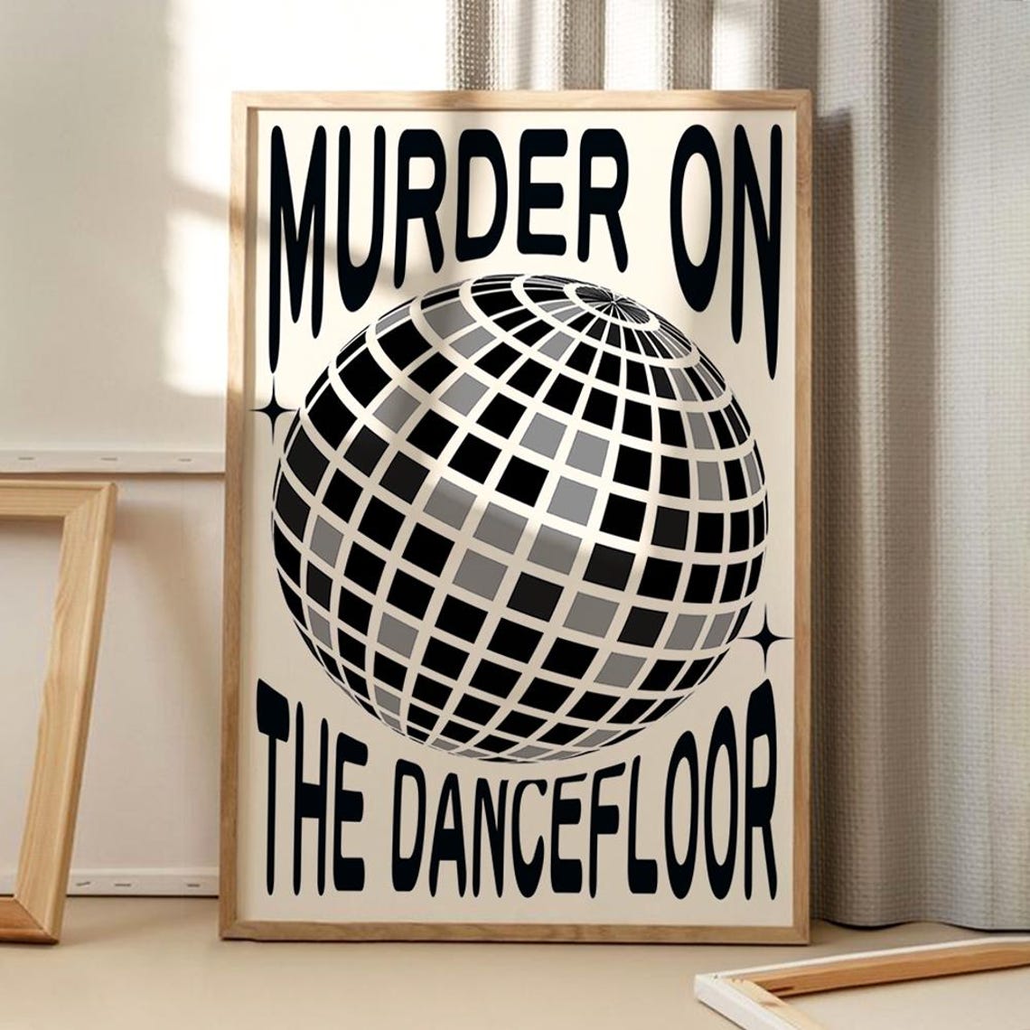 Murder On The Dancefloor Disco Ball Retro Typography Wall Poster