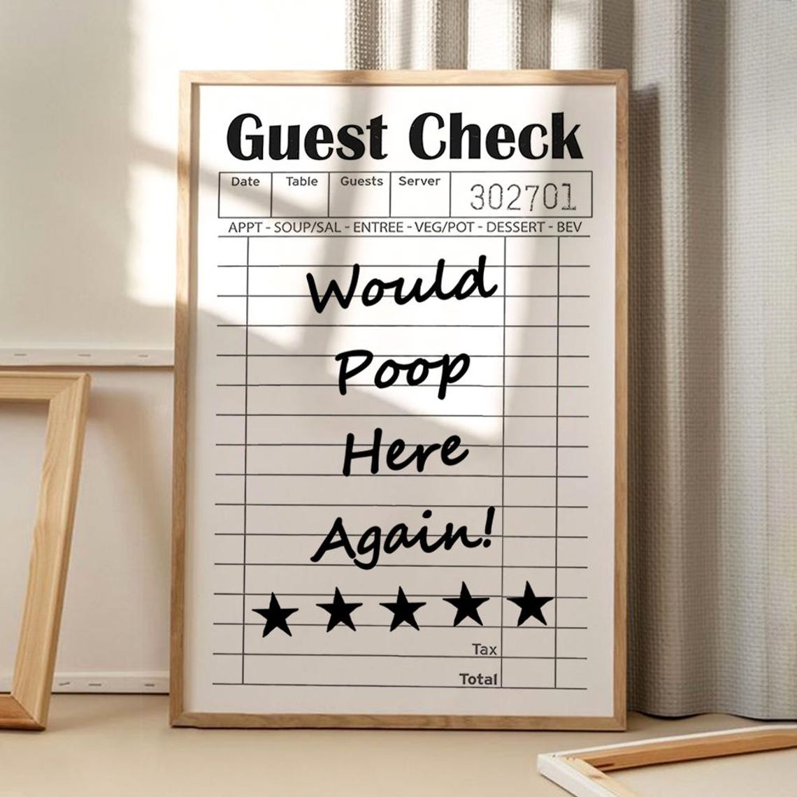 Would Poop Here Again Funny Five Star Guest Check Sign Poster