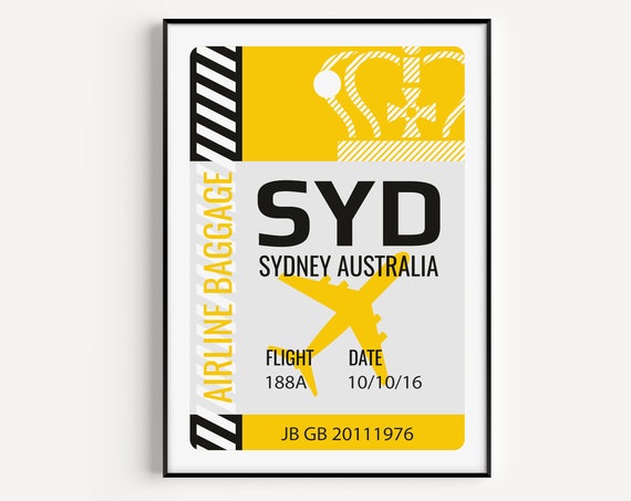 Sydney Travel Ticket Poster Print, Modern Wall Art