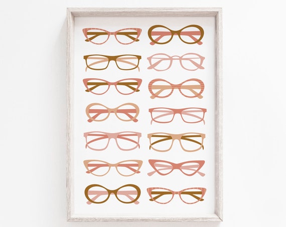 Glasses Print, Pink Minimalist Scandi Fashion