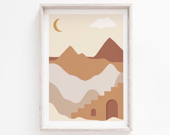 Rustic Landscape Minimalist Art Print, Modern