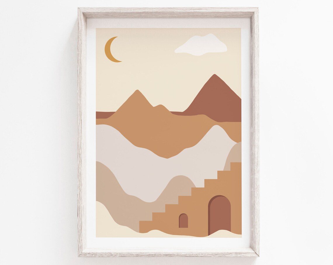 Rustic Landscape Minimalist Art Print, Modern