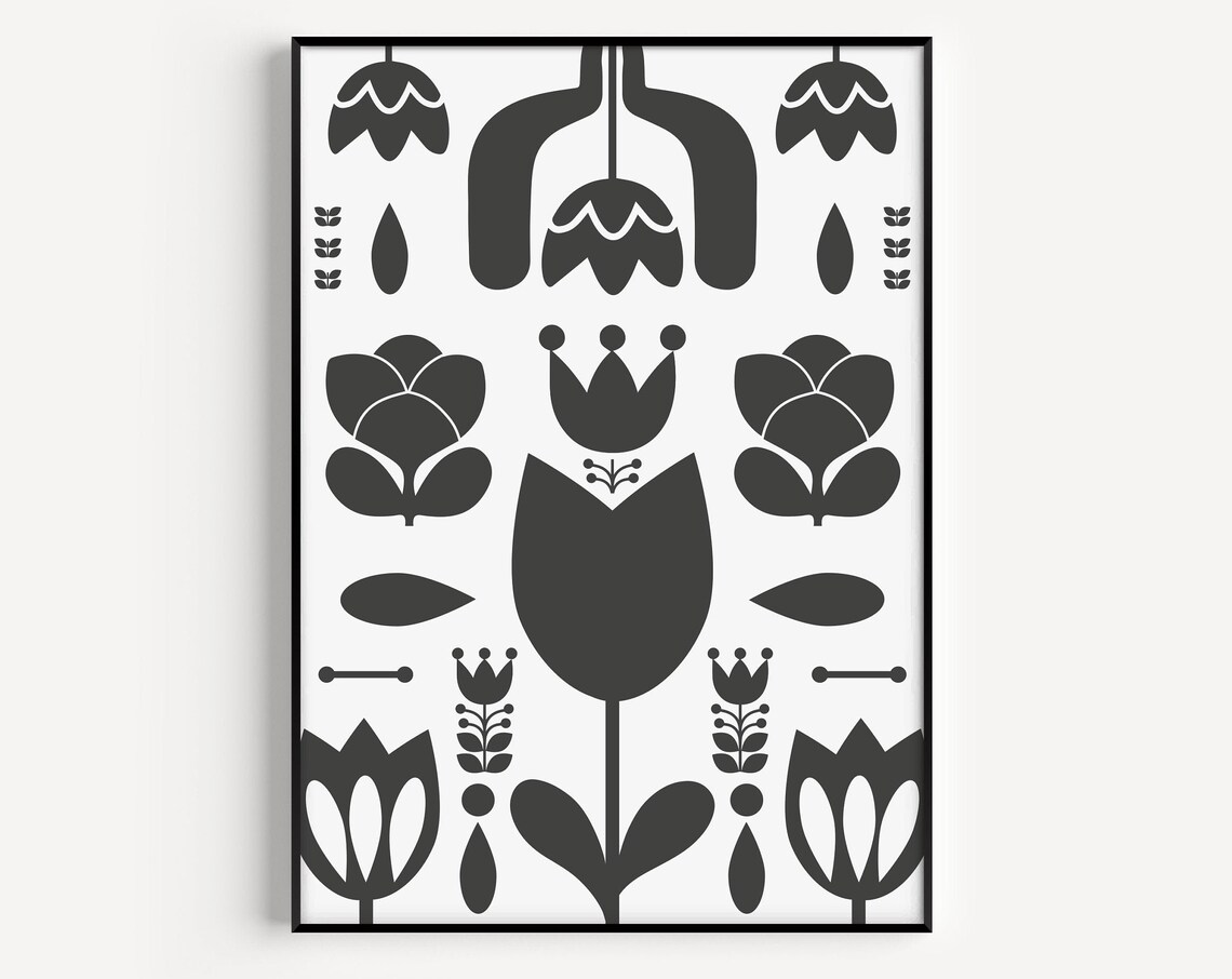 Folk Print Wall Art, Nordic Scandinavian Art Print