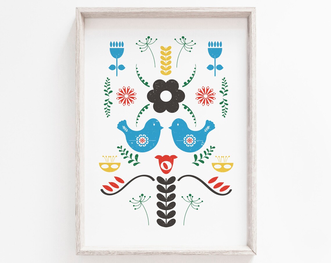 Folk Print, Scandinavian Minimalist Art Print