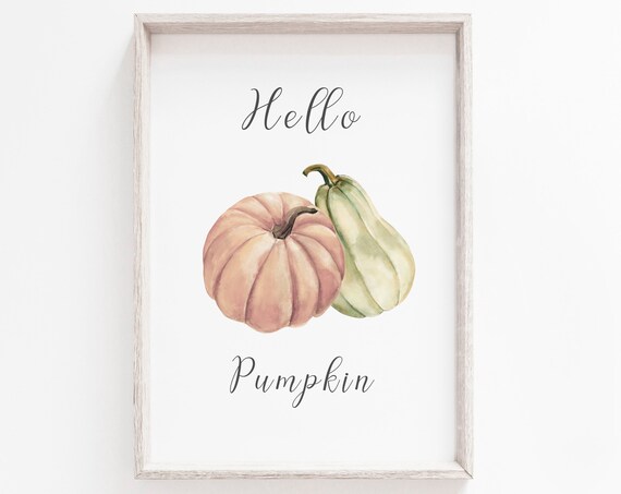 Hello Pumpkin Wall Art Print Autumn Decor Decoration Fall Prints