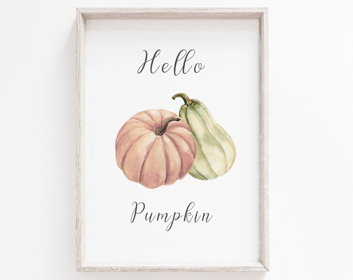 Hello Pumpkin Wall Art Print Autumn Decor Decoration Fall Prints