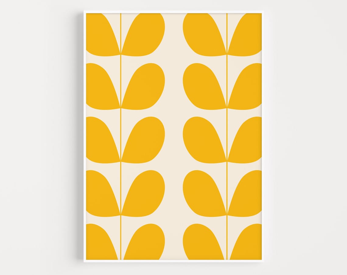Mid Century Modern Prints, Minimalist Yellow Art Print