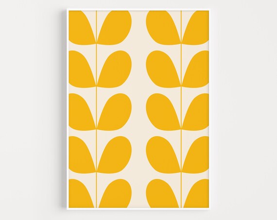 Mid Century Modern Prints, Minimalist Yellow Art Print