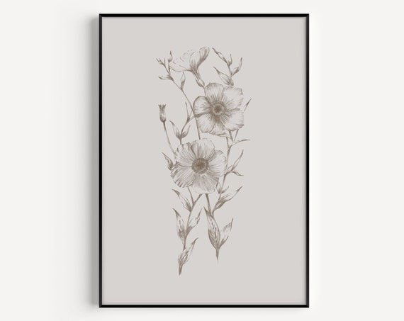 Botanical Flower, Minimalist Art Print