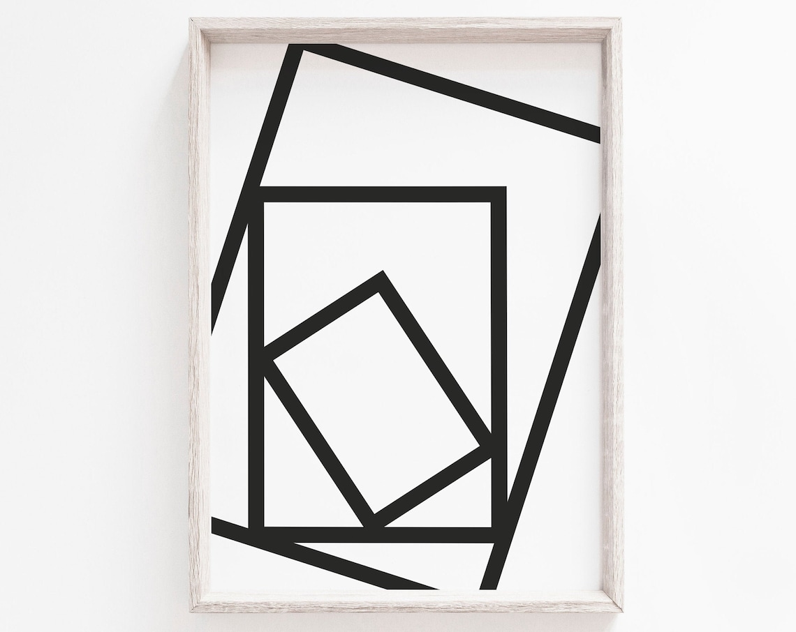 Black And White Minimalist Scandi Abstract Art Print