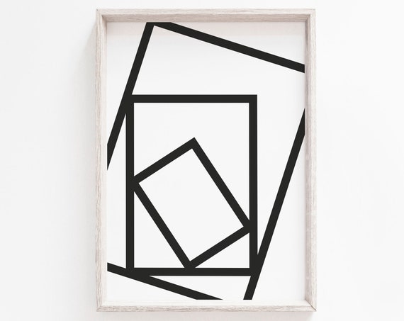 Black And White Minimalist Scandi Abstract Art Print