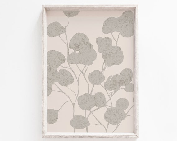 Grey Botanical Flower Minimalist Art Print