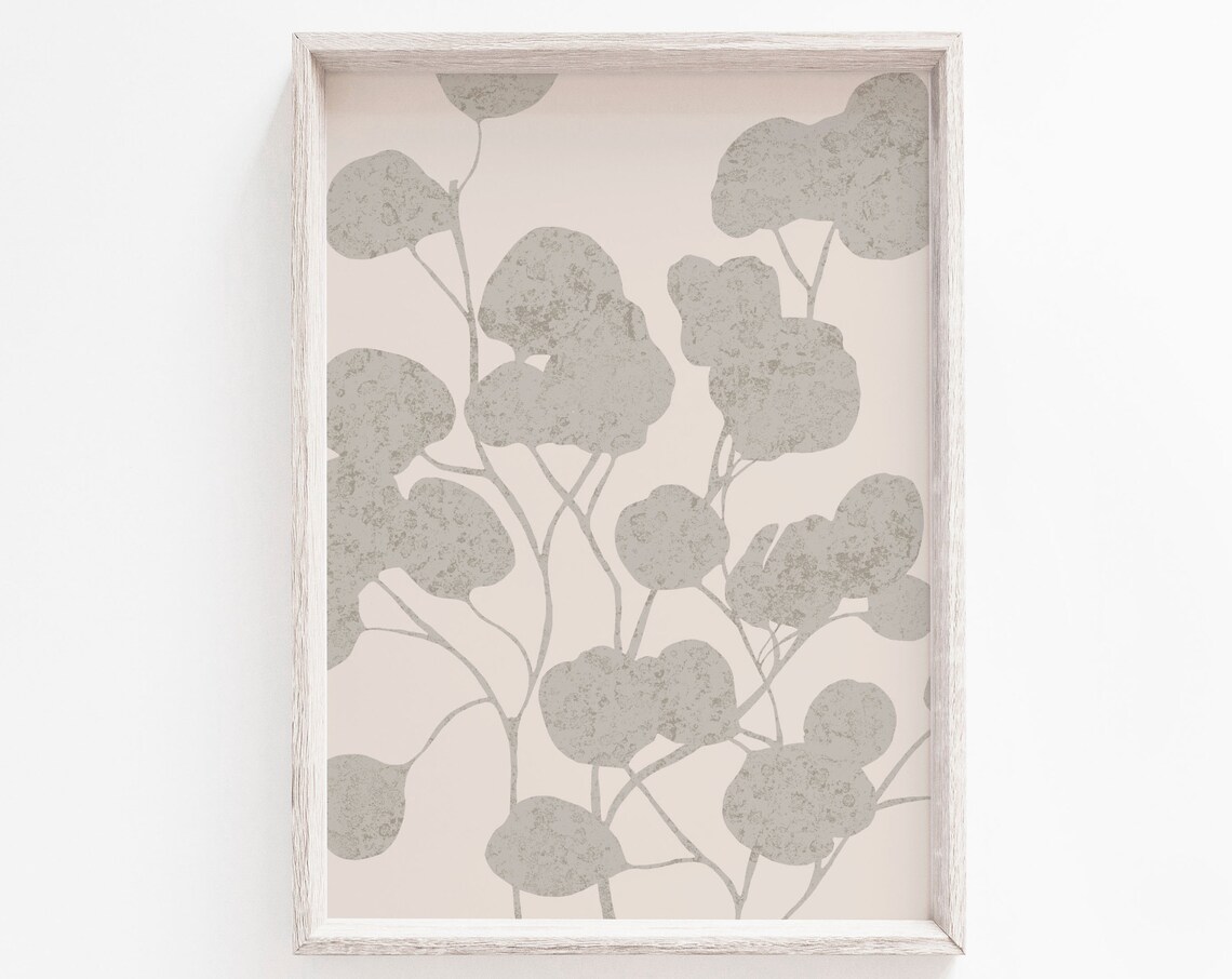 Grey Botanical Flower Minimalist Art Print