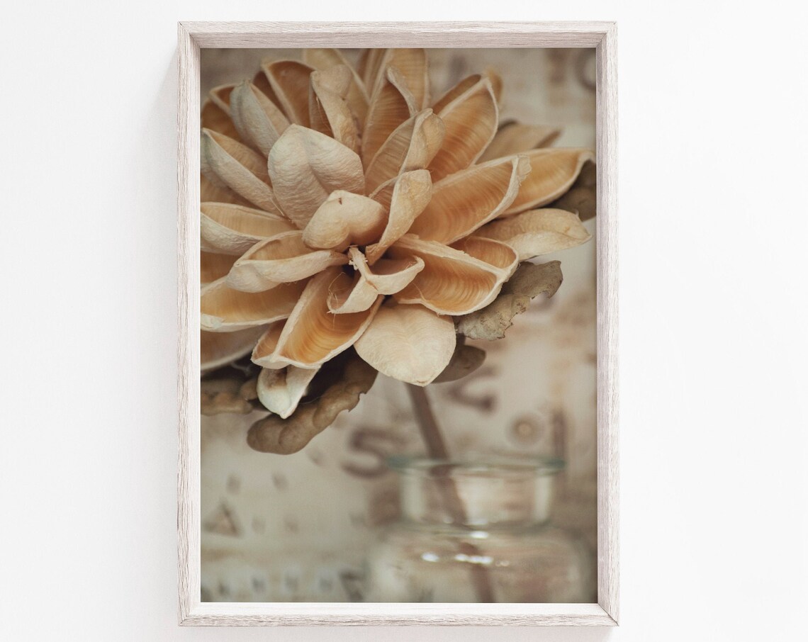 Flower Beige Neutral Botanical Art Print
