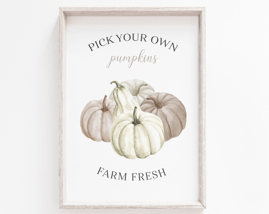 Pumpkin Print Autumn Neutral Decoration Picking Farm Fall Wall Art