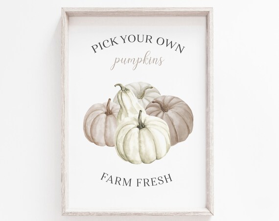 Pumpkin Print Autumn Neutral Decoration Picking Farm Fall Wall Art