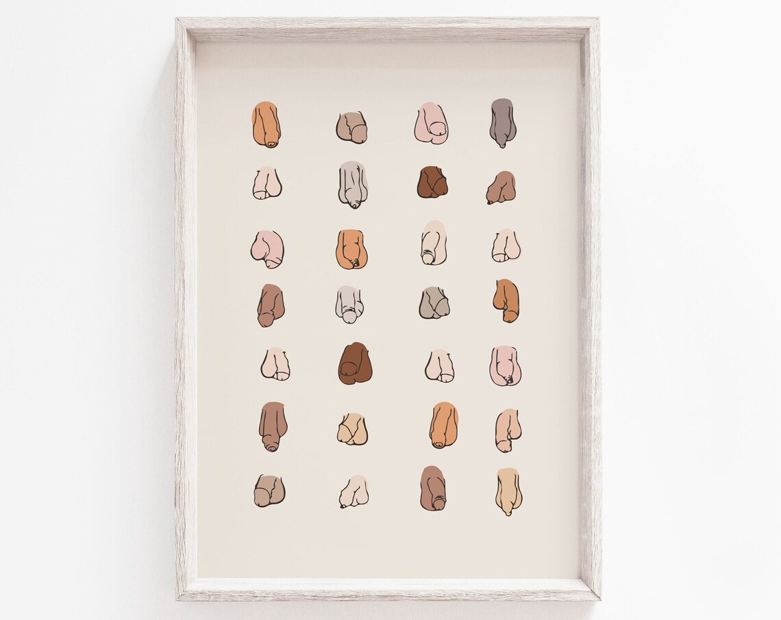 Funny Bathroom Gift, Nude Male Art Print