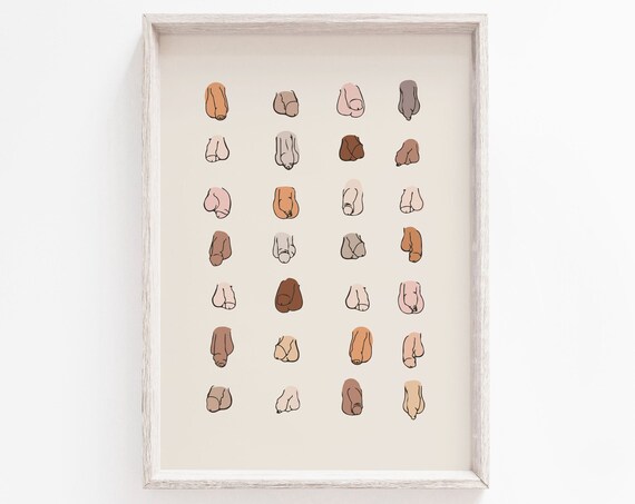 Funny Bathroom Gift, Nude Male Art Print