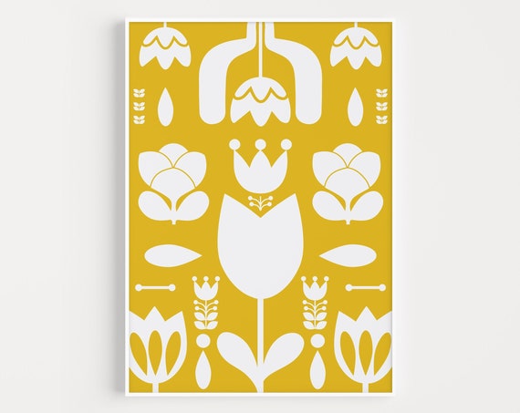 Yellow Flower Minimalist Scandinavian Art Print