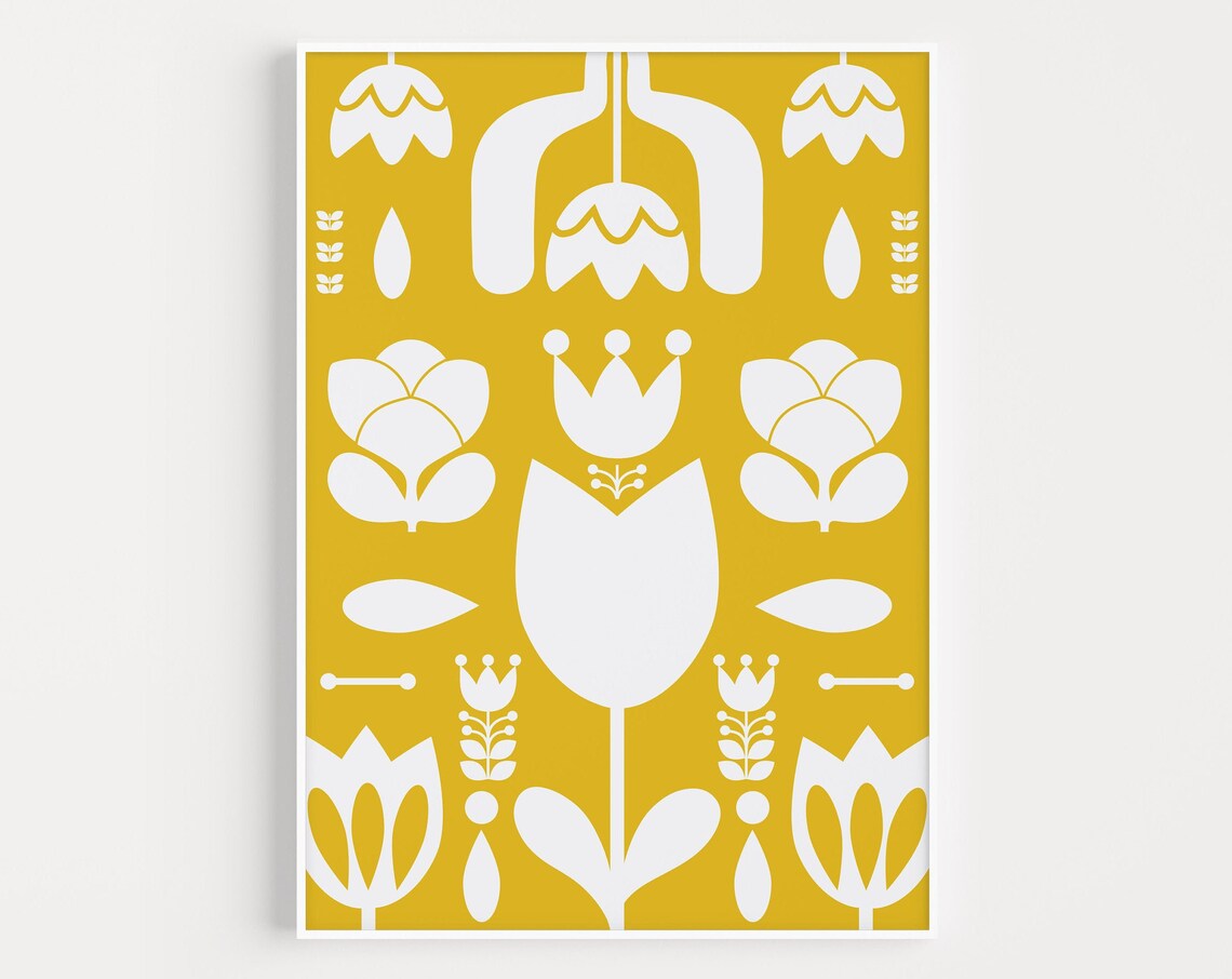 Yellow Flower Minimalist Scandinavian Art Print
