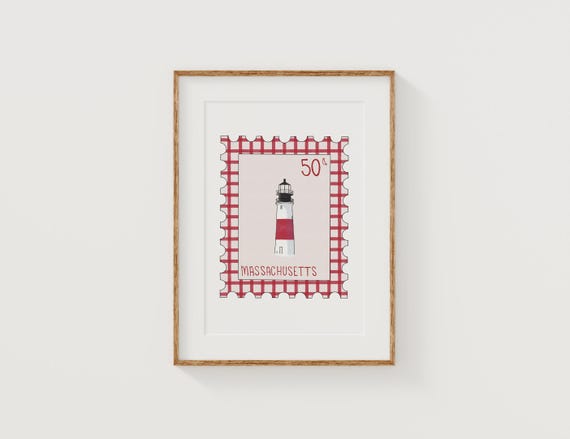 Sankaty Lighthouse, Nantucket Postage Stamp Art Print