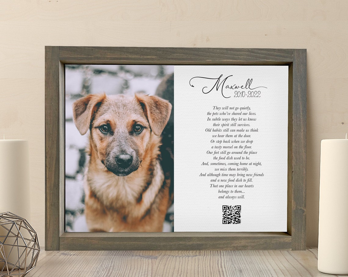 Personalized Dog Memorial Print with QR Code Rainbow Bridge Gift